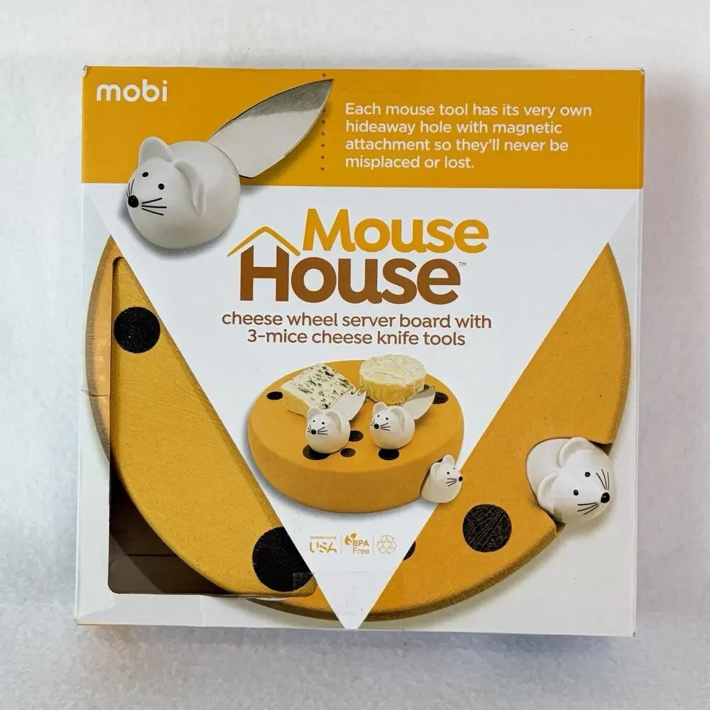 Cheese Serving Board and Tray with Cheese Motif and Mouse Charcuterie